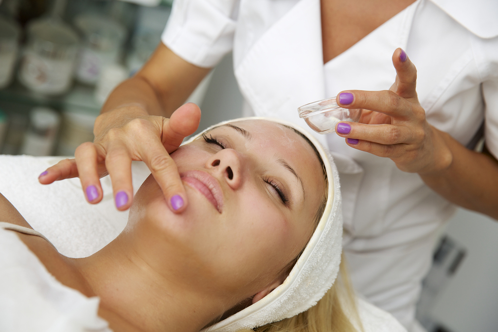 woman getting a facial 